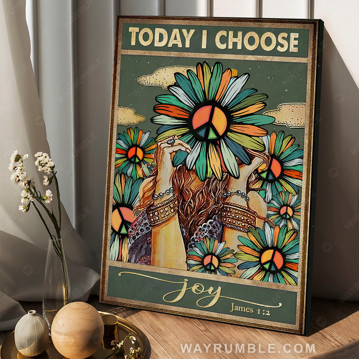 Day of peace, Peace flower, Lovely girl, Today I choose joy - Jesus Portrait Canvas Prints, Christian Wall Art