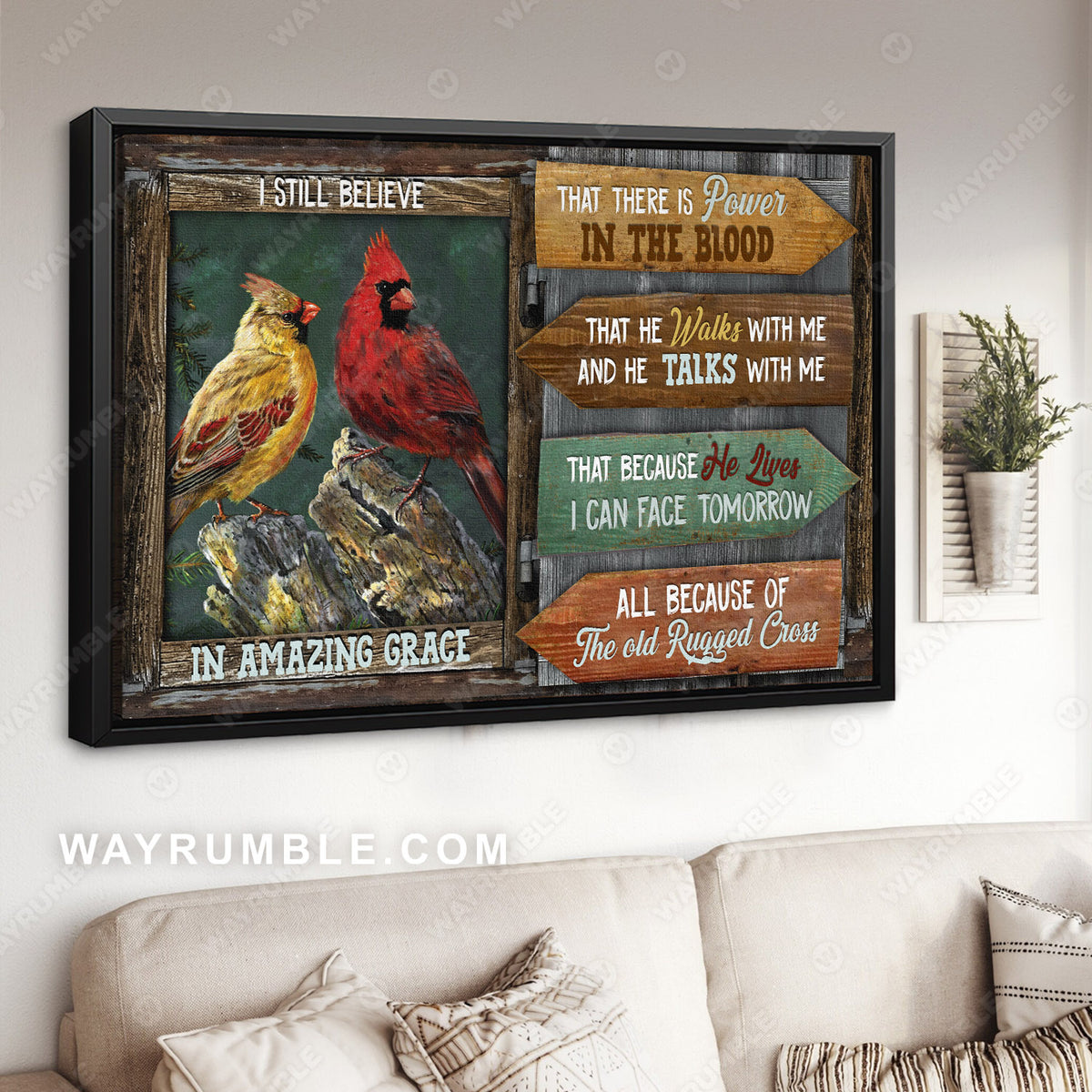 Watercolor cardinal, Old window, Spring forest, I still believe in amazing grace - Jesus Landscape Canvas Prints, Wall Art