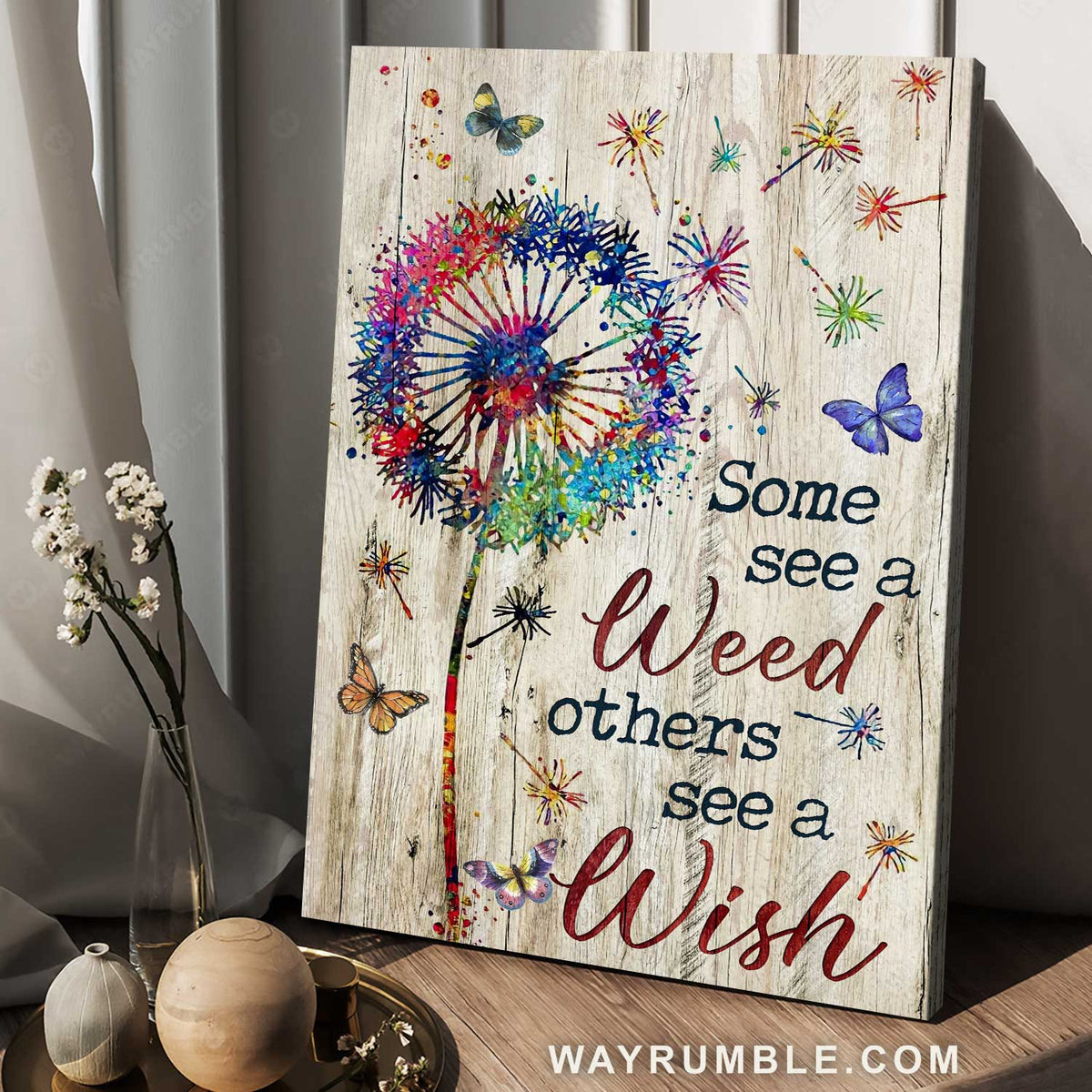 Colorful dandelion, Pretty butterfly, Some see a weed others see a wish - Jesus Portrait Canvas Prints, Christian Wall Art