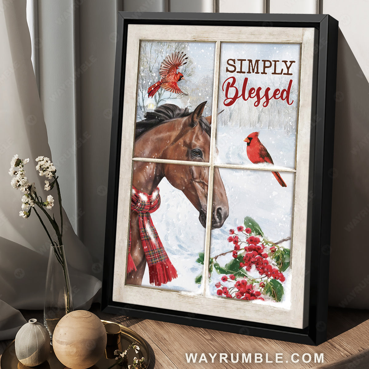 Unique horse, Christmas vibe, Lucky cardinal, Frozen cranberry, Simply blessed - Jesus Portrait Canvas Prints, Home Decor Wall Art