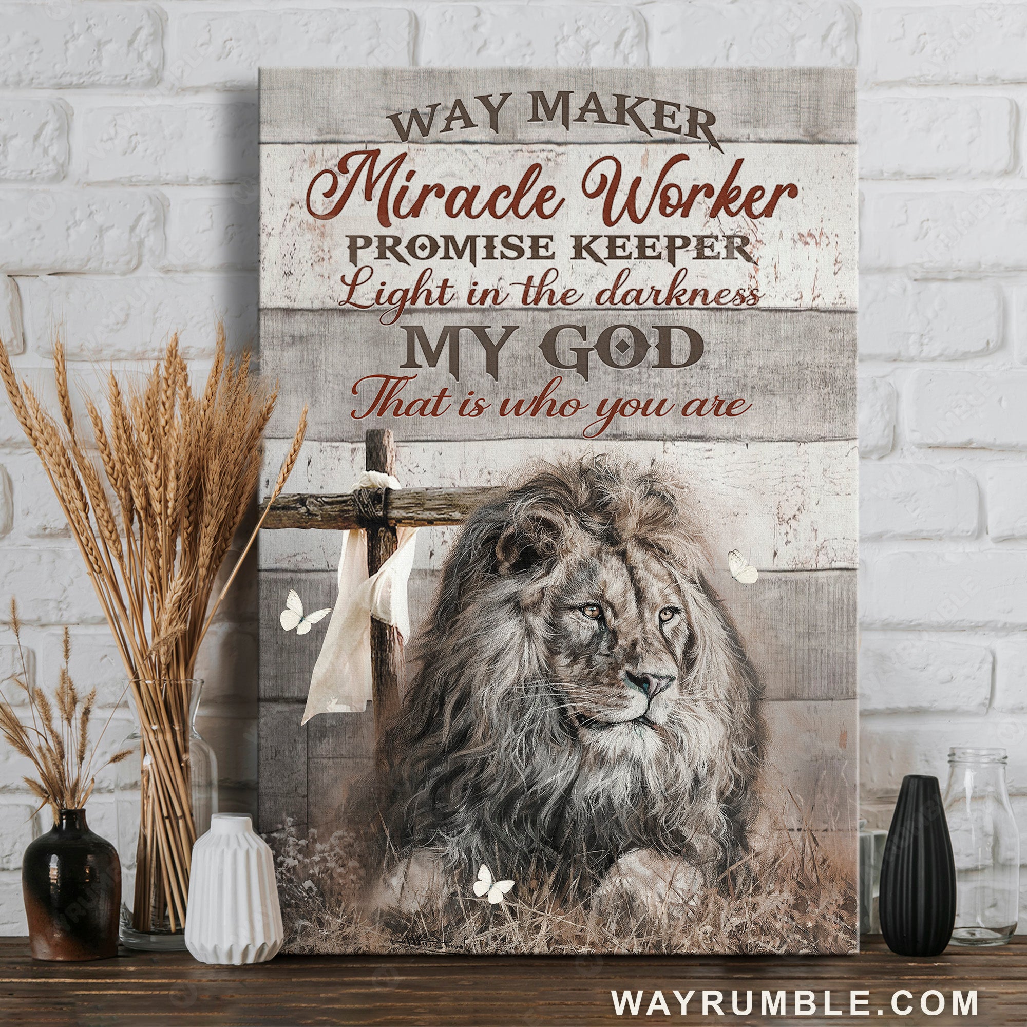 Lion of Judah, Lion king, Wooden cross, My God that is who you are - Jesus Portrait Canvas Prints, Christian Wall Art