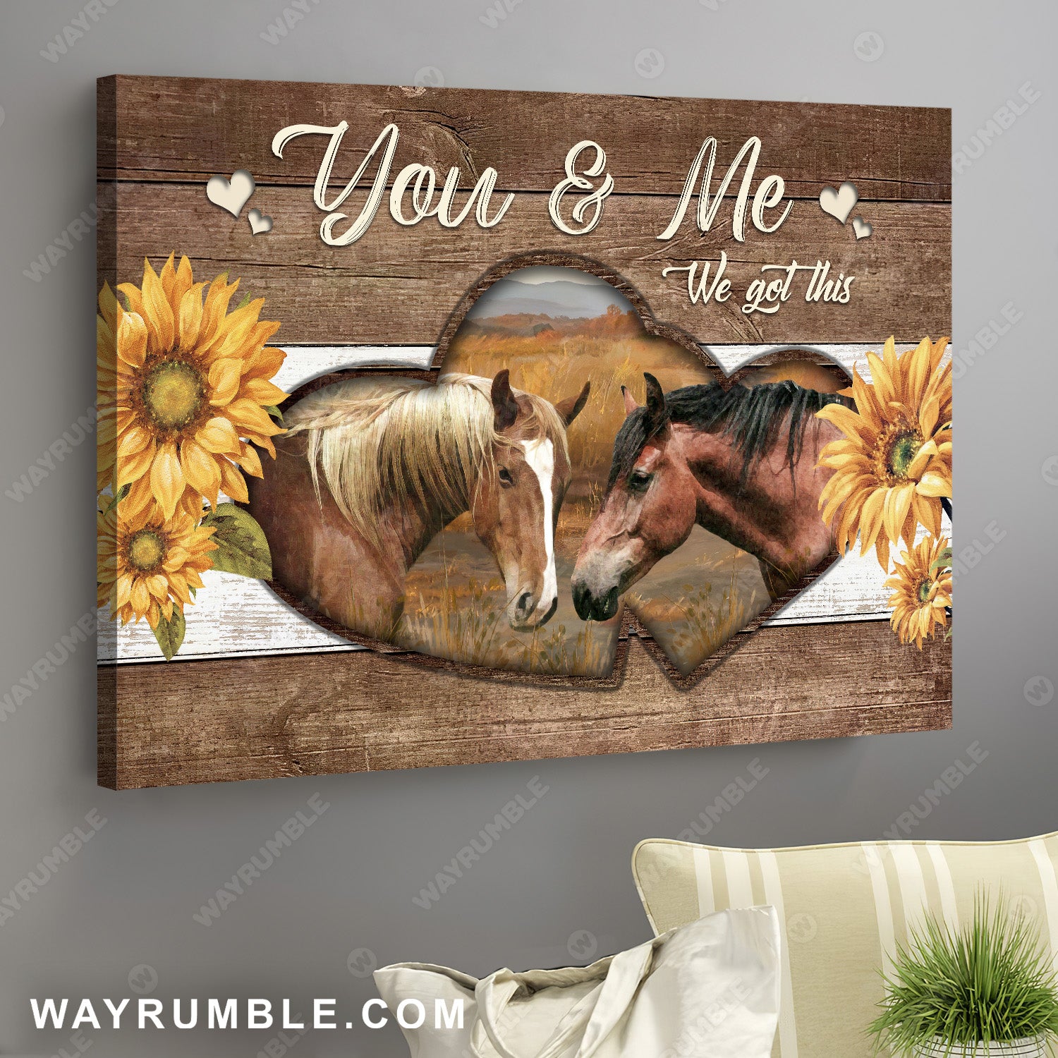 Dream horse drawing, Heart frame, Sunflower painting, You and me we got this - Jesus Landscape Canvas Prints, Wall Art