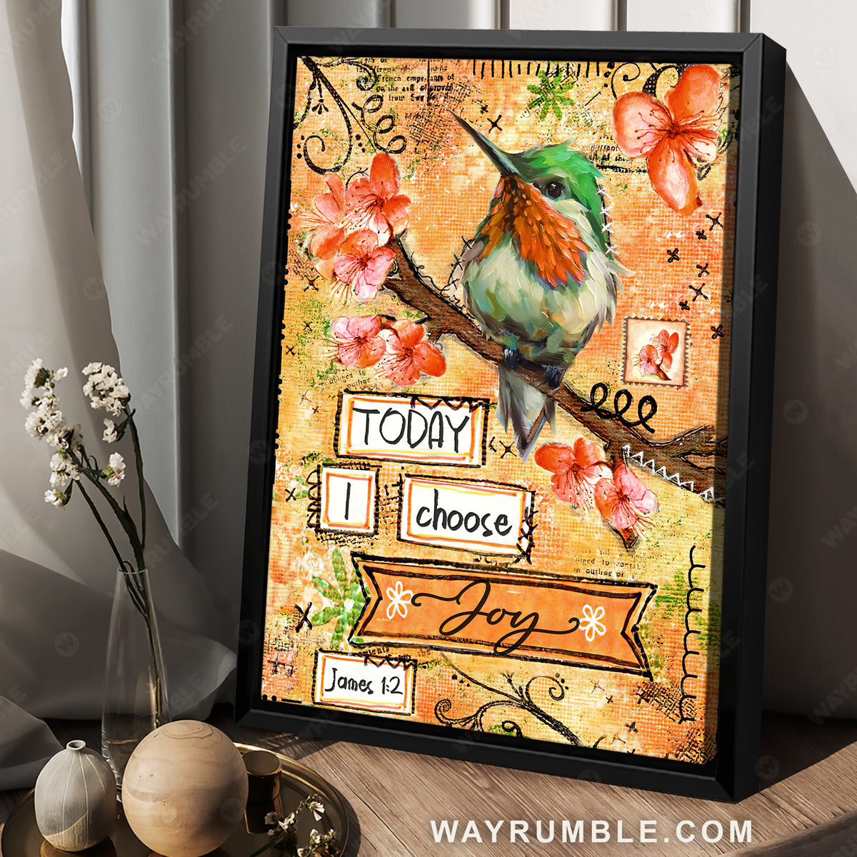 Little hummingbird, Spring flower, Today I choose joy - Jesus Portrait Canvas Prints, Christian Wall Art