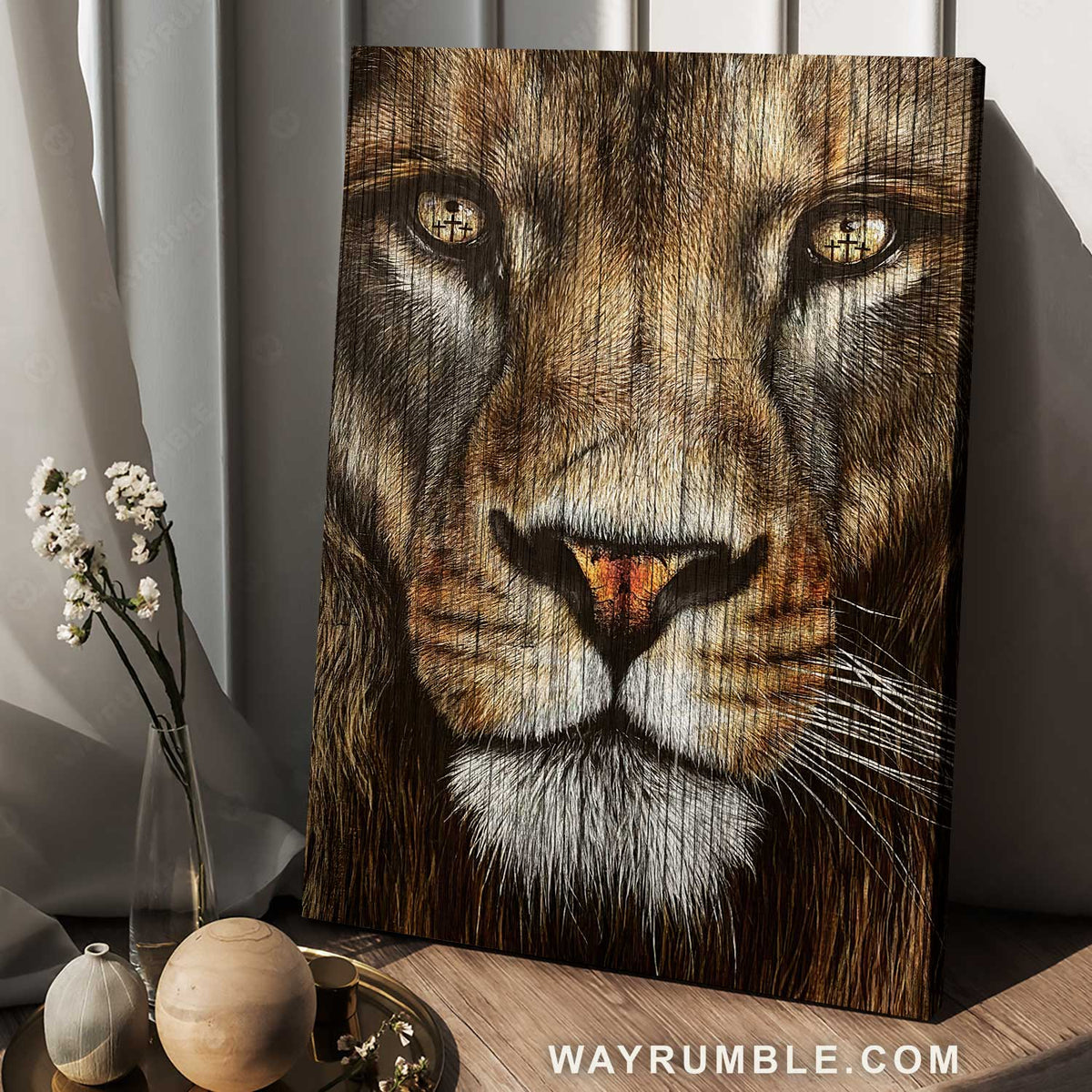 Unique lion painting, Brown lion, Lion of Judah, Animal of Jesus - Jesus Portrait Canvas Prints, Home Decor Wall Art