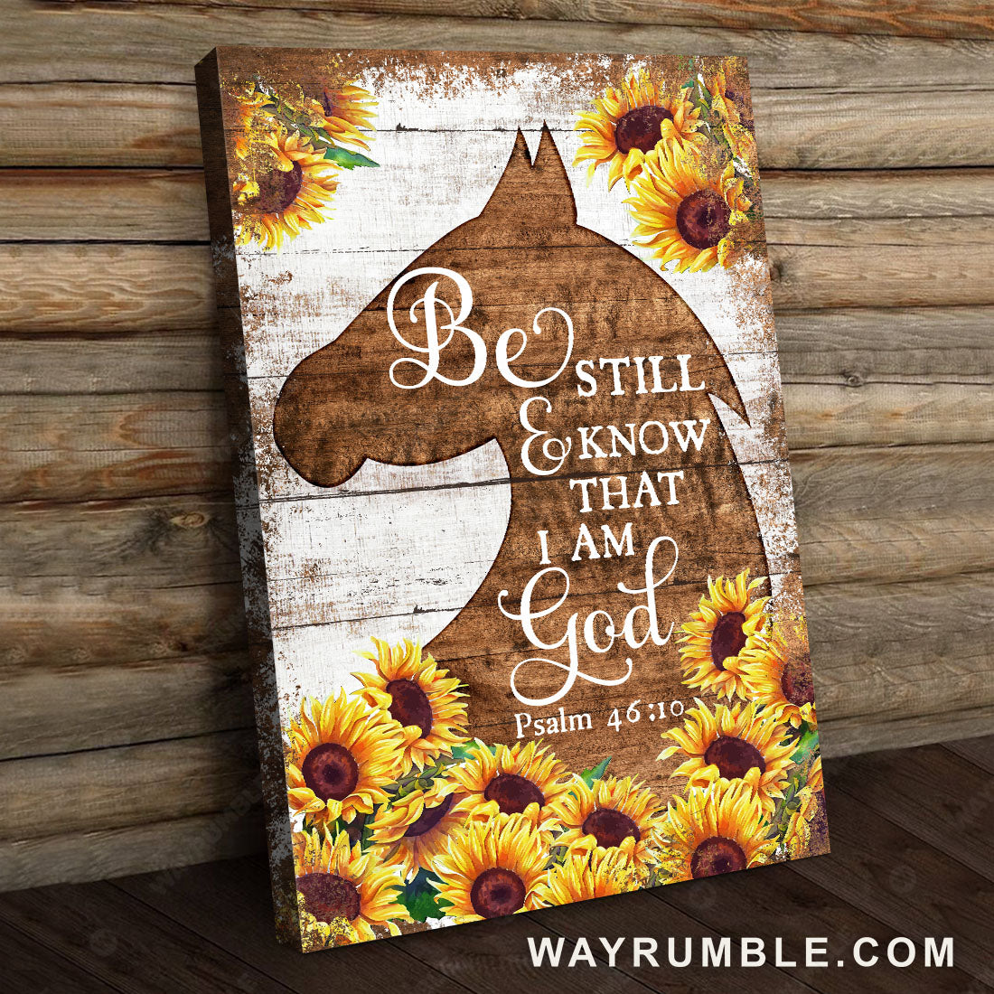 Wooden horse, Sunflower painting, Jesus drawing, Be still and know that I am God - Jesus Portrait Canvas Prints, Christian Wall Art