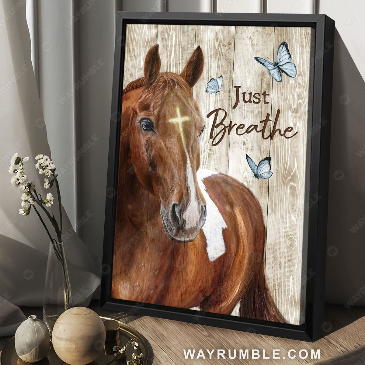 Face of horse, Jesus drawing, Light blue butterfly, Just breathe - Jesus Portrait Canvas Prints, Christian Wall Art