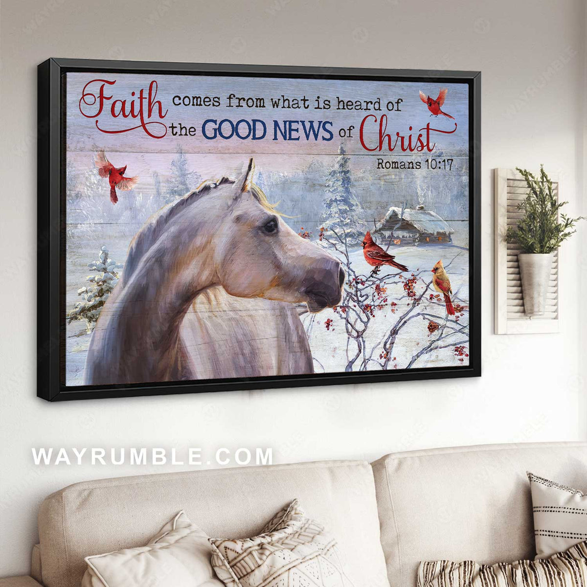 Quarter horse, Winter drawing, Pretty cardinal, The good news of Christ - Jesus Landscape Canvas Prints, Home Decor Wall Art