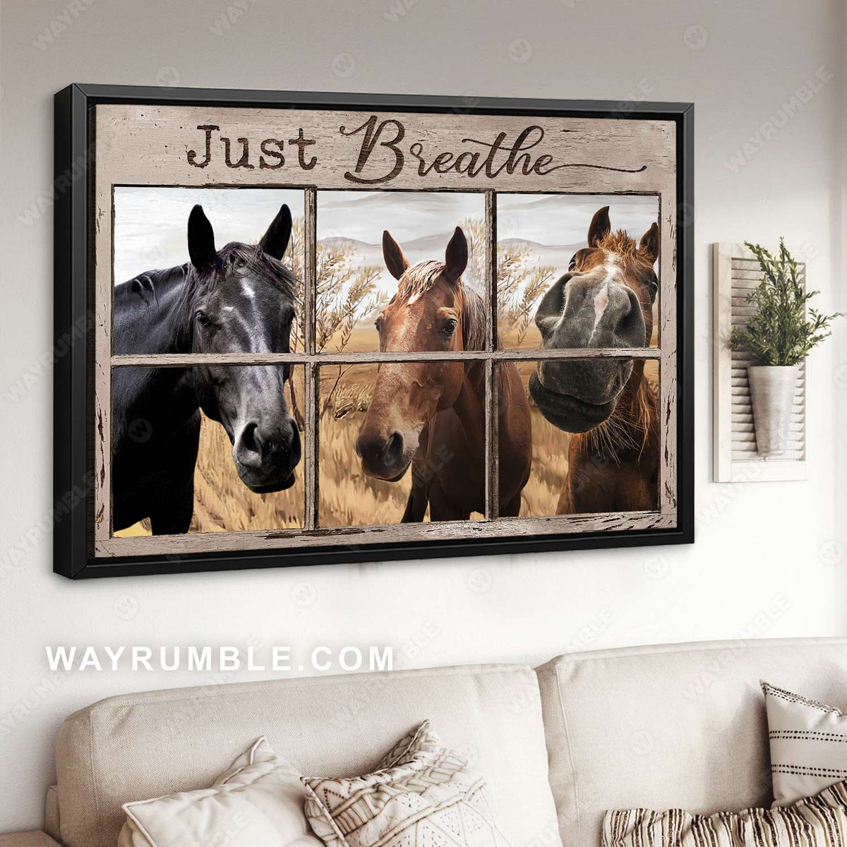 Horse painting, Three brothers, Meadow landscape, Just breathe - Jesus Landscape Canvas Prints, Christian Wall Art