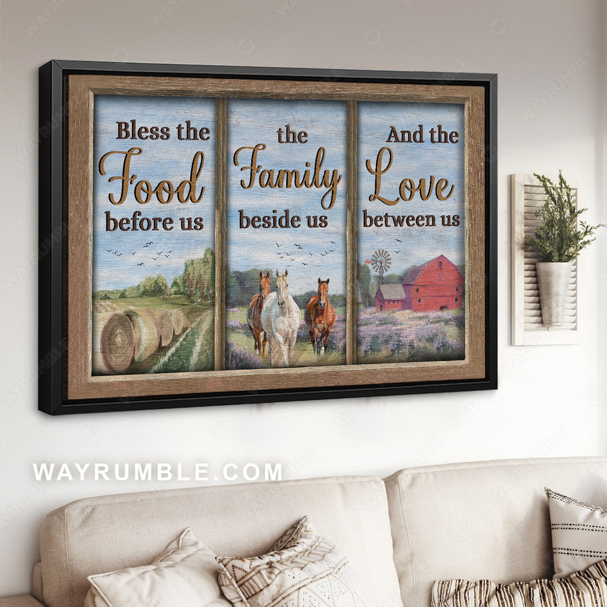 Peace farm, Quarter horse, Lavender field, Bless the food before us - Jesus Landscape Canvas Prints, Christian Wall Art