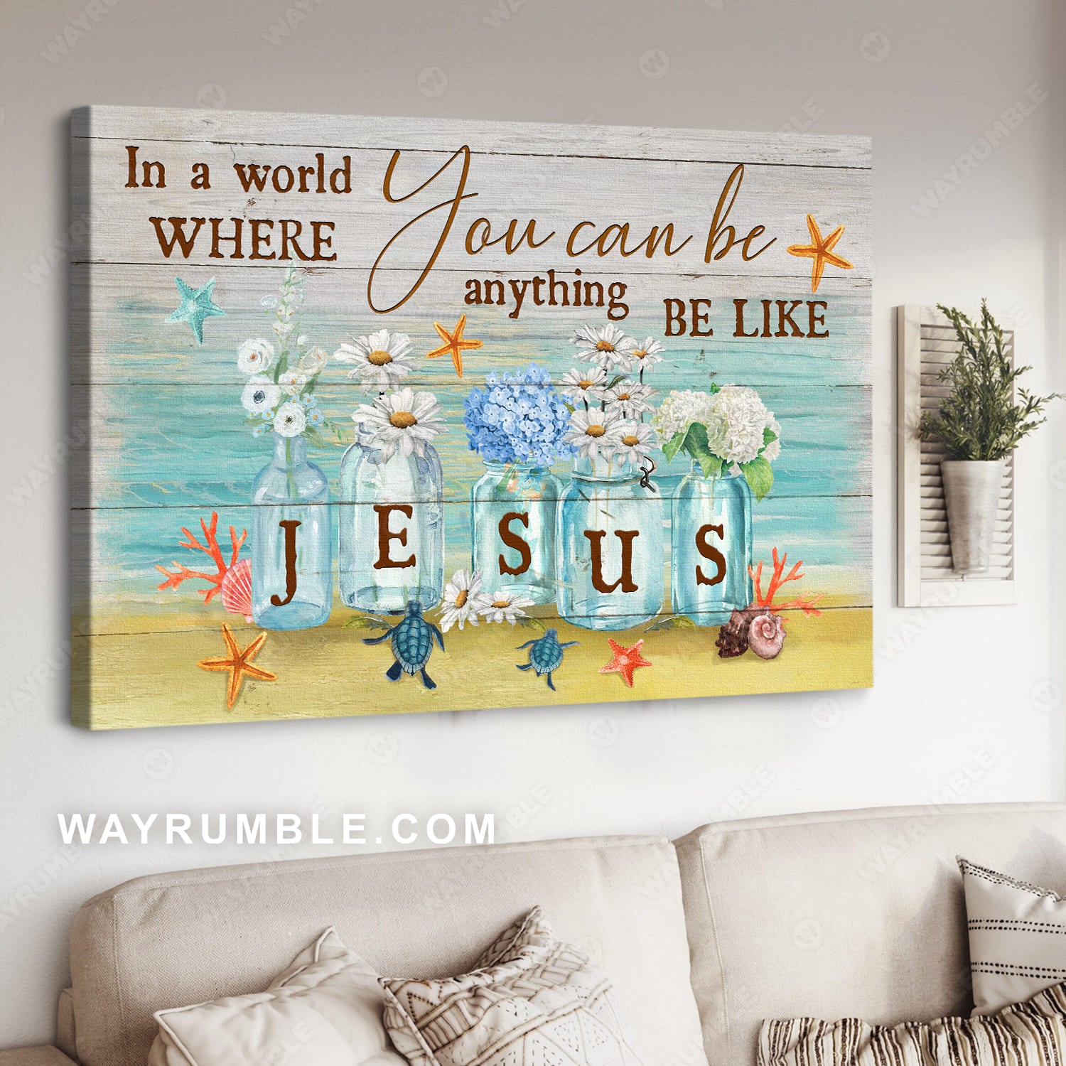 Special flower painting, Colorful starfish, You can be anything be like Jesus - Jesus Landscape Canvas Prints, Wall Art