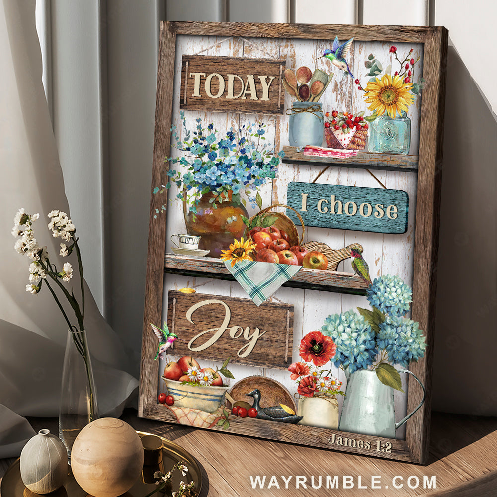 Brilliant kitchen, Blue hydrangea, Colorful painting, Today I choose joy - Jesus Portrait Canvas Prints, Christian Wall Art