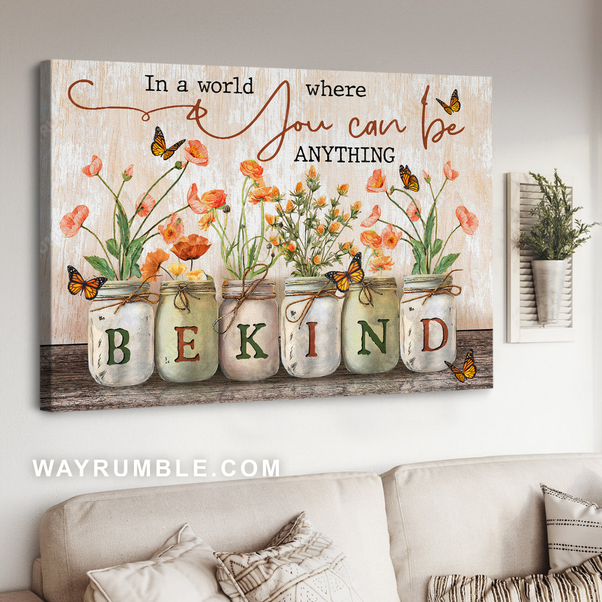 Orange poppy, Mason jars, Beautiful butterfly, You can be anything - Jesus Landscape Canvas Prints, Christian Wall Art