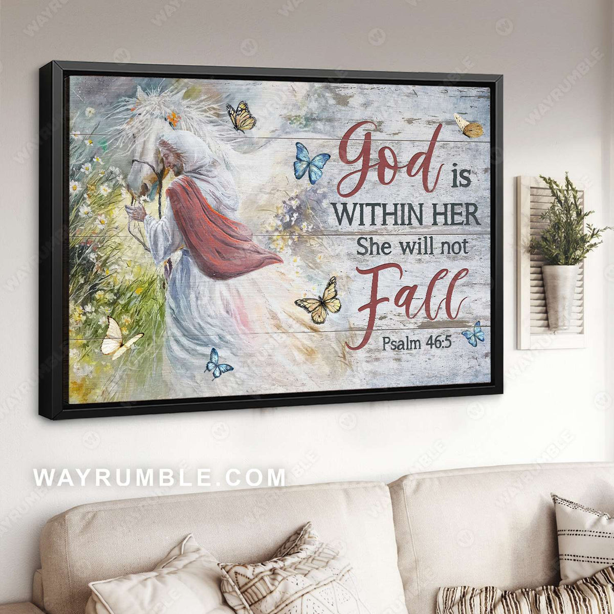 Jesus Christ, White horse, Beautiful butterfly, God is within her - Jesus Landscape Canvas Prints, Christian Wall Art