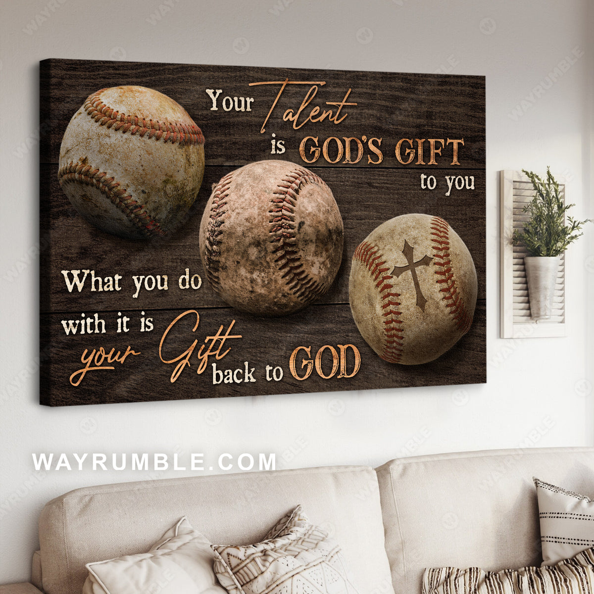 Old baseball, Gift for baseball lover, Your talent is God's gift - Jesus Landscape Canvas Prints, Home Decor Wall Art