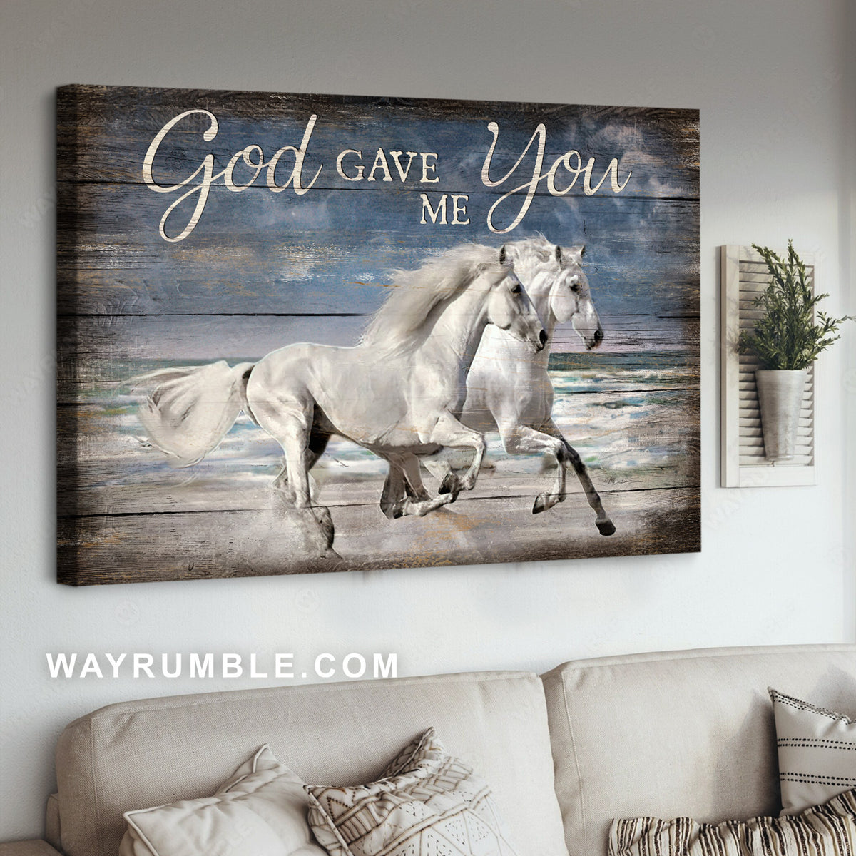 White horse, Quarter horse drawing, Stunning beach, God gave me you - Jesus Landscape Canvas Prints, Home Decor Wall Art