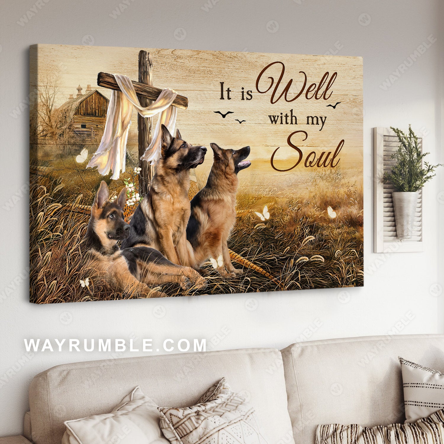 German Shepherd, The three brother, The rugged crosses, Countryside landscape, It is well with my soul - Jesus Landscape Canvas Prints, Christian Wall Art