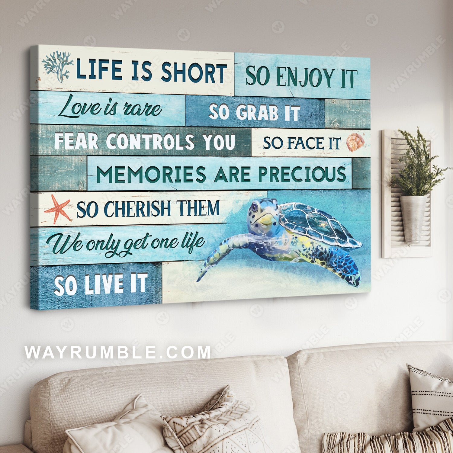 Sea turtle painting, Under the sea, Life is short so enjoy it - Jesus Landscape Canvas Prints, Christian Wall Art