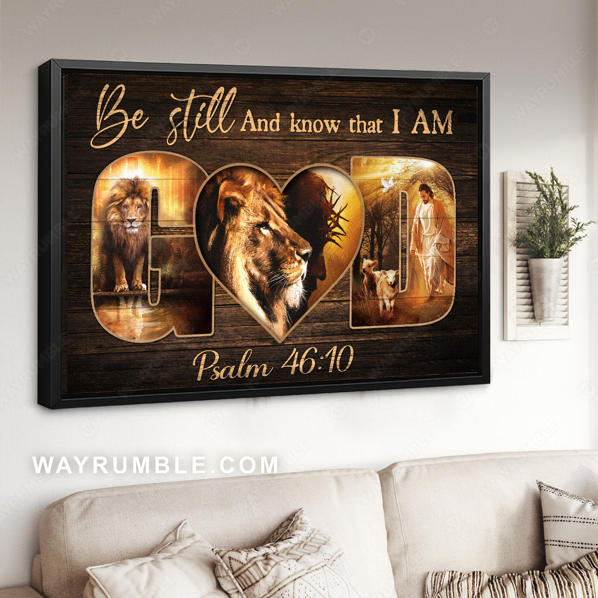 The Lion of Judah, Lamb of God, Jesus is King, Be still and know that I am God - Jesus Landscape Canvas Prints, Christian Wall Art