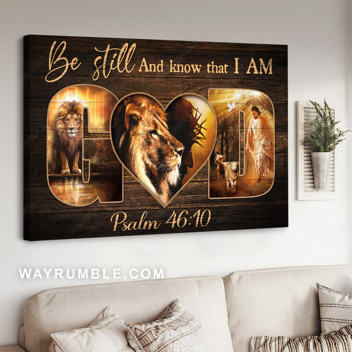 The Lion of Judah, Lamb of God, Jesus is King, Be still and know that I am God - Jesus Landscape Canvas Prints, Christian Wall Art