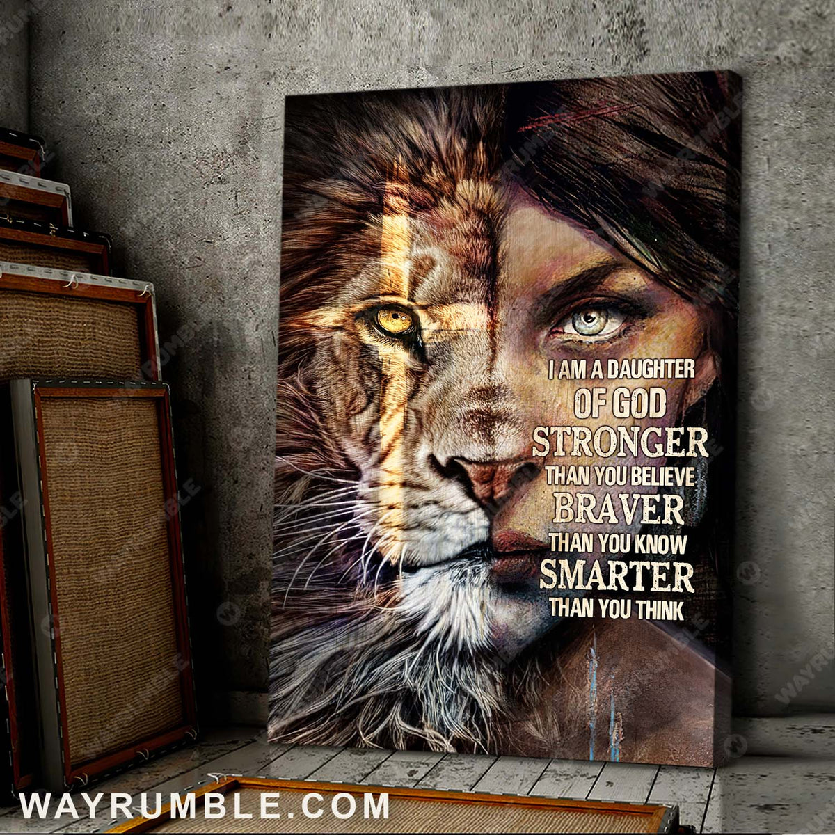 Lion of Judah, The beautiful girl, I am a daughter of God - Jesus Portrait Canvas Prints, Wall Art