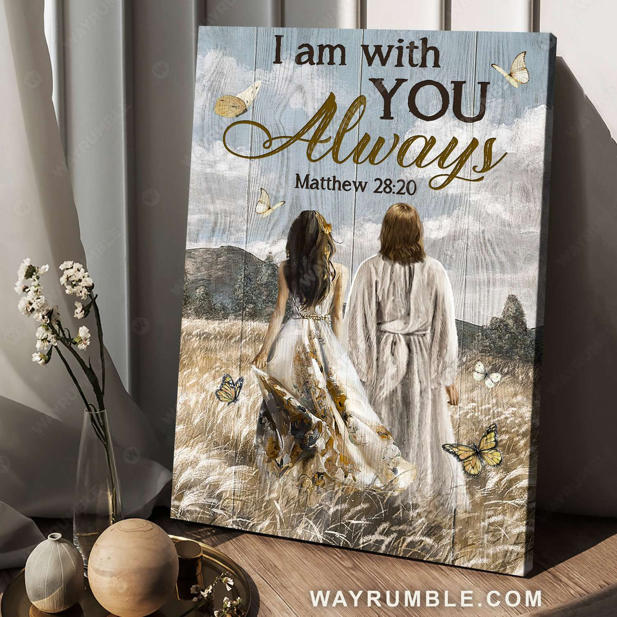 Jesus Christ, Beautiful girl, Walking with Jesus, I am with you always - Jesus Portrait Canvas Prints, Christian Wall Art