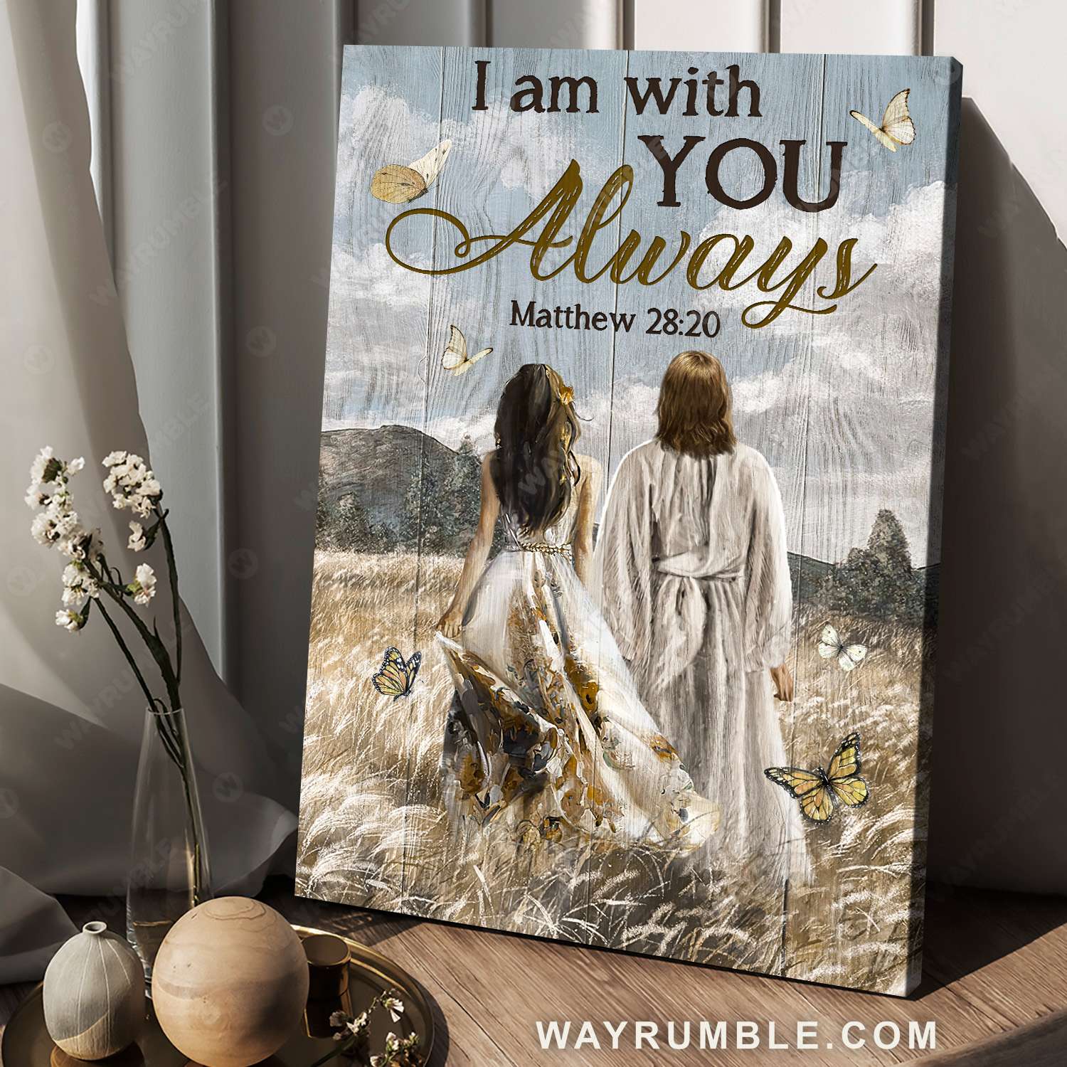 Jesus Christ, Beautiful girl, Walking with Jesus, I am with you always - Jesus Portrait Canvas Prints, Christian Wall Art