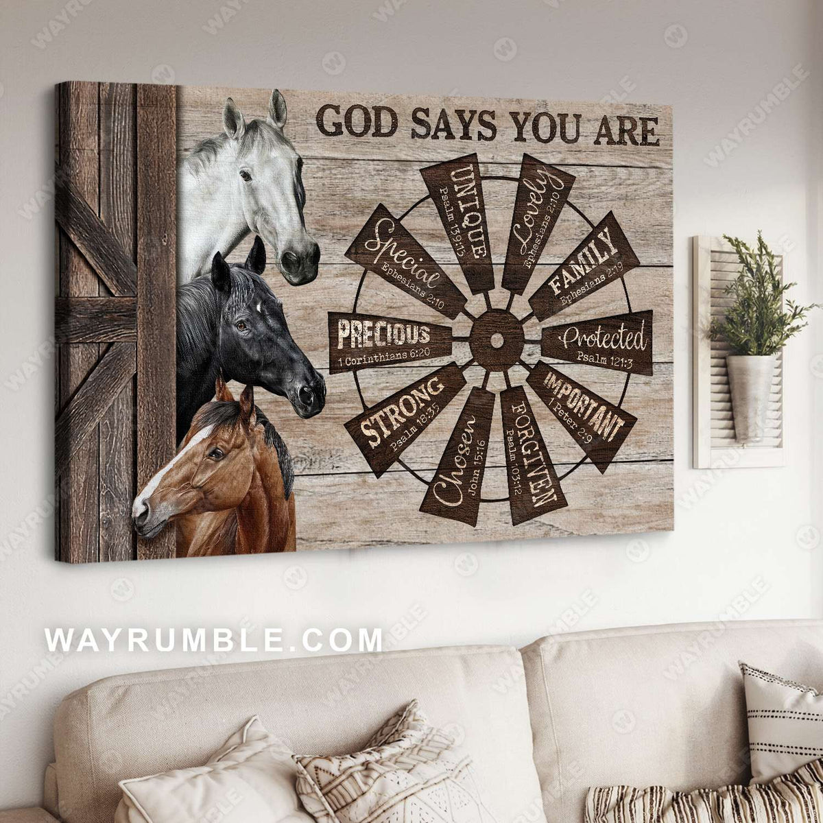 Horse brothers, Horse painting, A happy day on farm, God says you are - Jesus Landscape Canvas Prints, Christian Wall Art