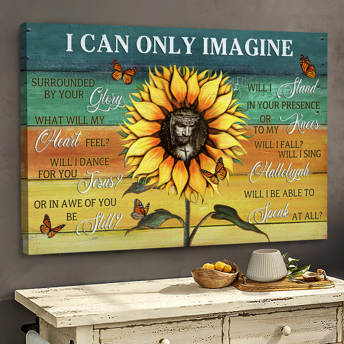 Sunflower, Jesus Painting, Butterfly, I can only imagine - Landscape Canvas Prints, Wall Art