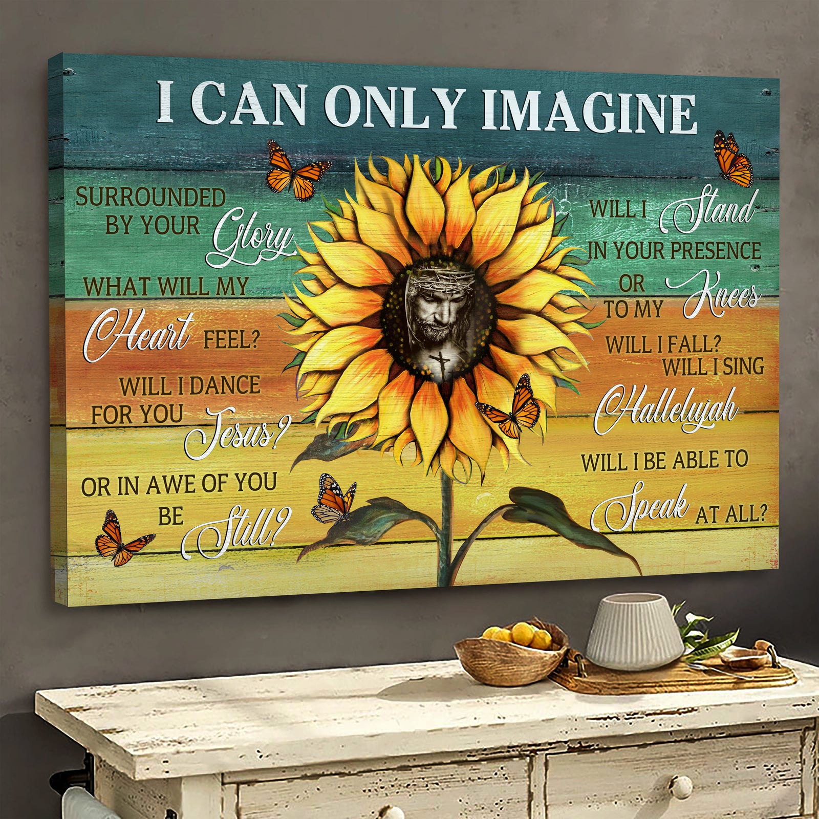 Sunflower, Jesus Painting, Butterfly, I can only imagine - Landscape Canvas Prints, Wall Art