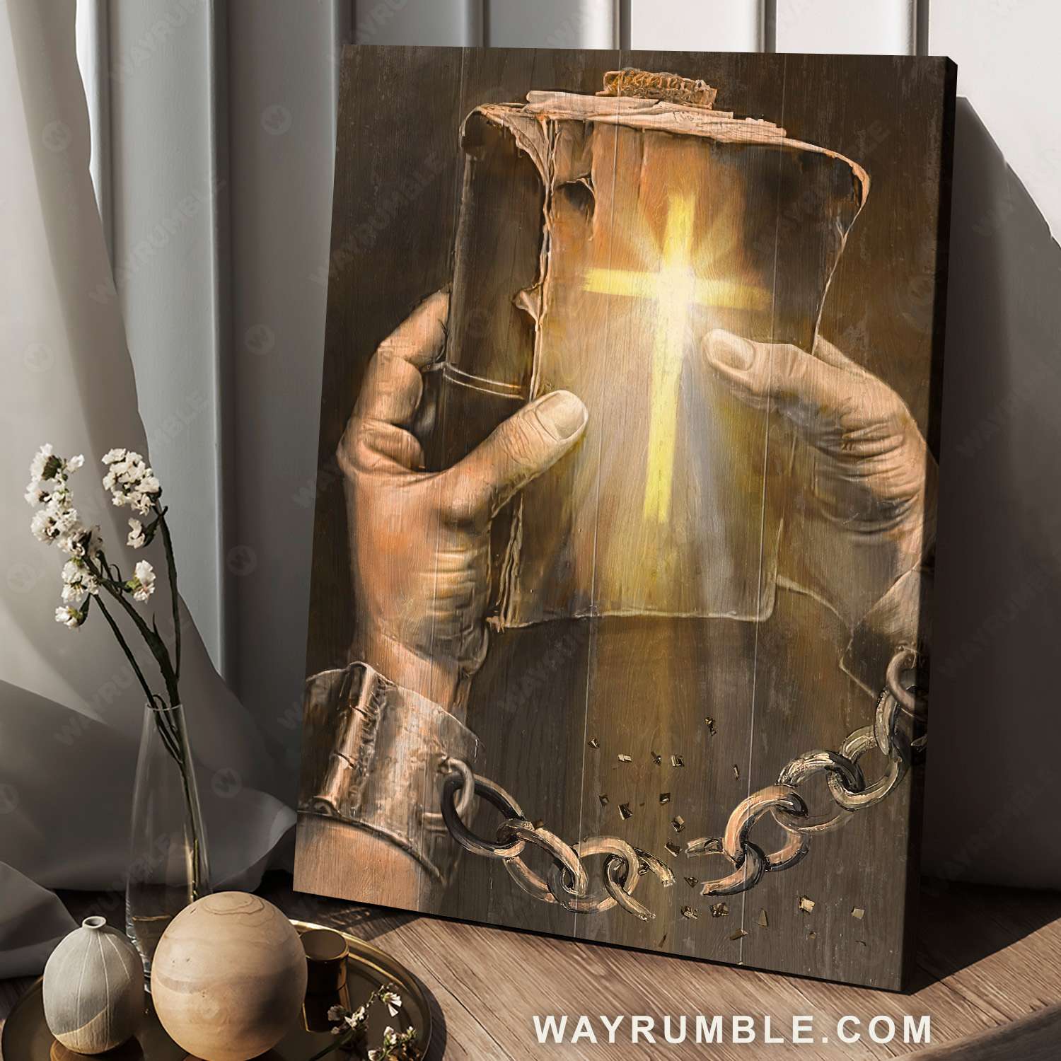 Bible, Jesus hands, Light cross - Jesus Portrait Canvas Prints, Christian Wall Art