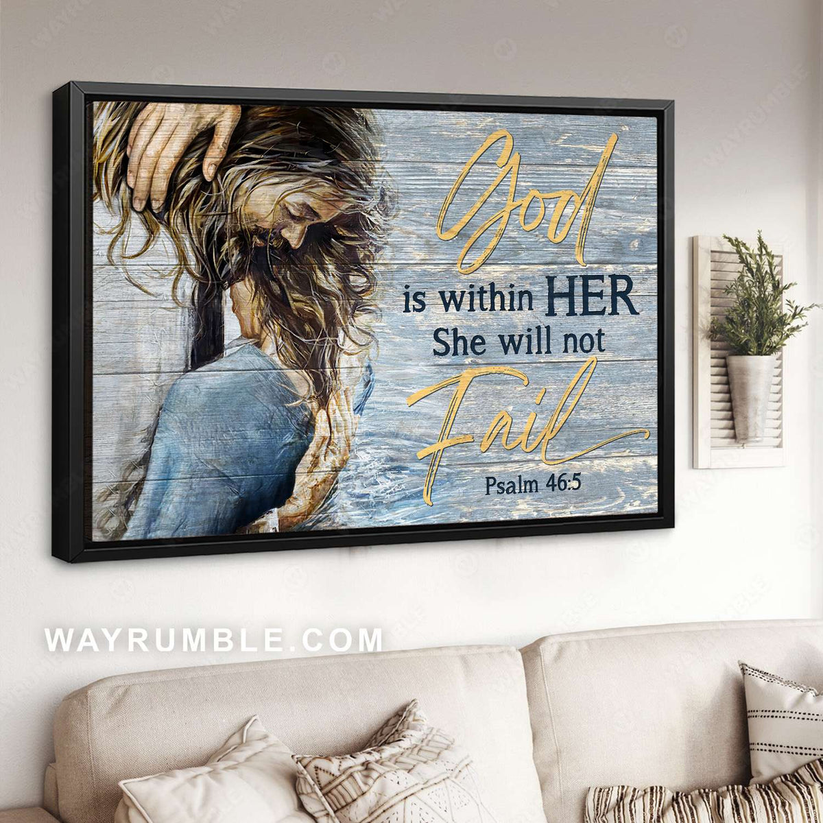 Jesus helped me, Jesus hands, Women painting, God is within her - Jesus Landscape Canvas Prints, Christian Wall Art