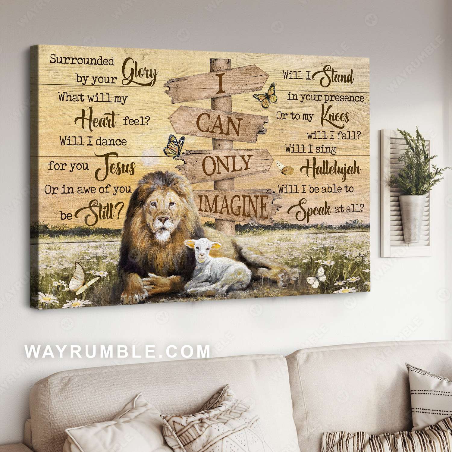The Lamb of God, the Lion of Judah, Daisy field, I can only imagine - Jesus Landscape Canvas Prints, Christian Wall Art