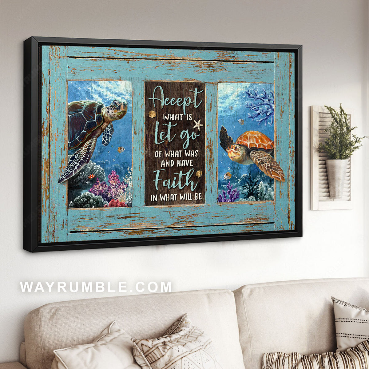 Sea turtles, Coral reef, Under the sea, Accept what is - Jesus Landscape Canvas Prints, Christian Wall Art