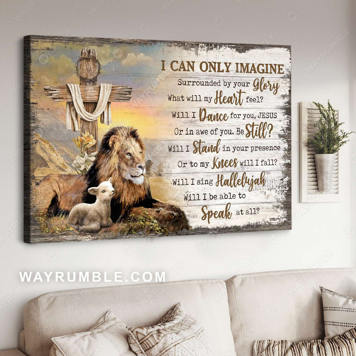 The Lion of Judah, the Lamb of God, Cross, Lily, I can only imagine - Jesus Landscape Canvas Prints, Christian Wall Art