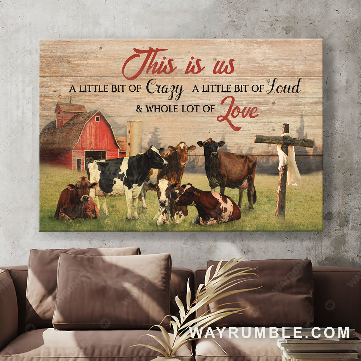 Life on farm, Countryside landscape, Cow painting, This is us - Jesus Landscape Canvas Prints, Christian Wall Art