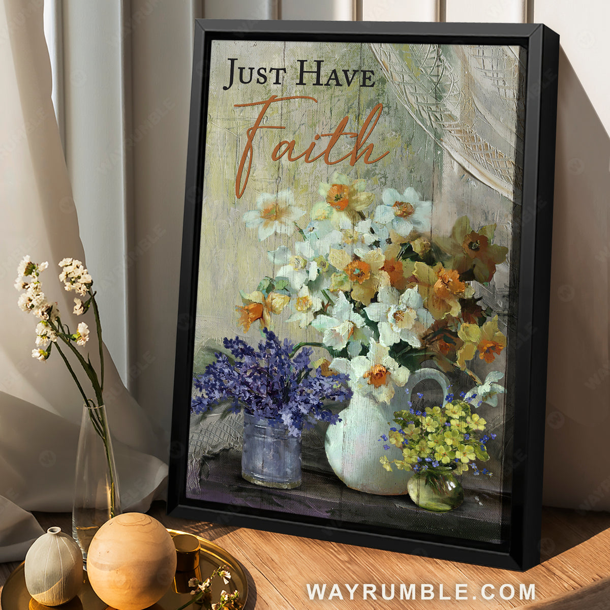 Daffodil flowers, Blue star flower, Flower vases, Just have faith - Jesus Portrait Canvas Prints, Christian Wall Art