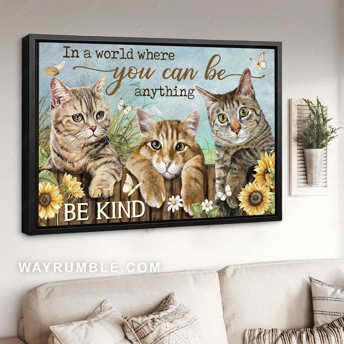 Tabby cats, Flower fence, Sunflower drawing, Be anything be kind - Jesus Landscape Canvas Prints, Christian Wall Art