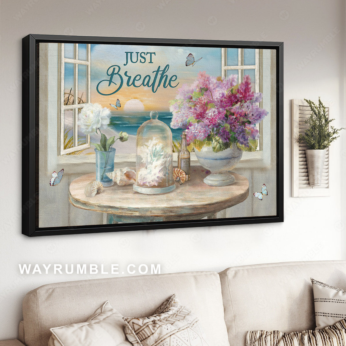 Beautiful flowers, Seashells, Coral, Sunrise view, Just breathe - Jesus Landscape Canvas Prints, Christian Wall Art