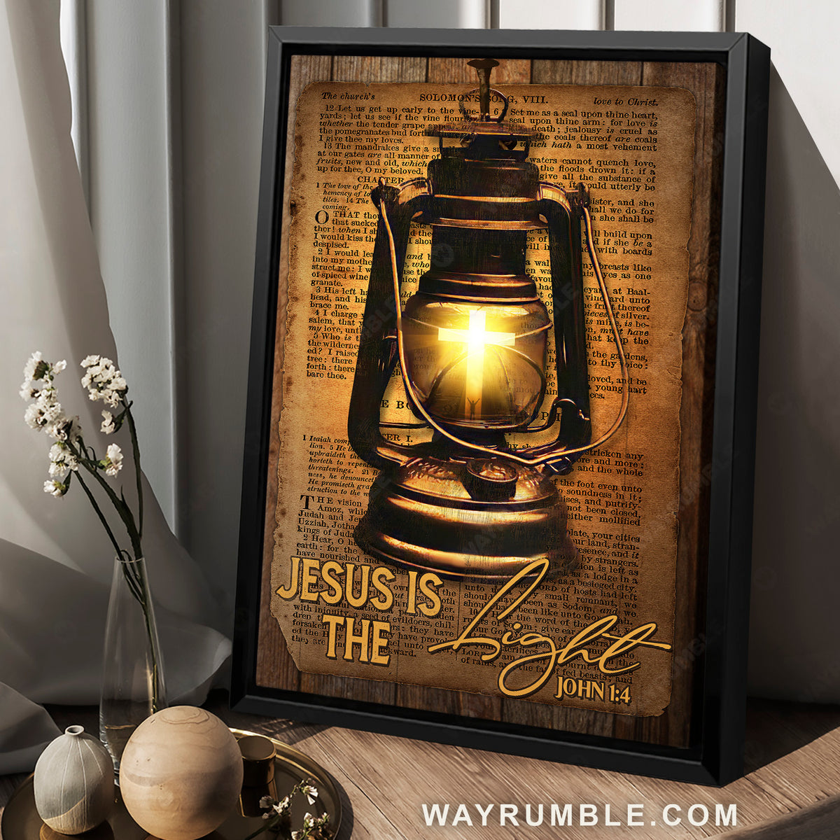 Kerosene lamp, Song of Solomon, Light cross, Jesus is the light - Jesus Portrait Canvas Prints, Christian Wall Art