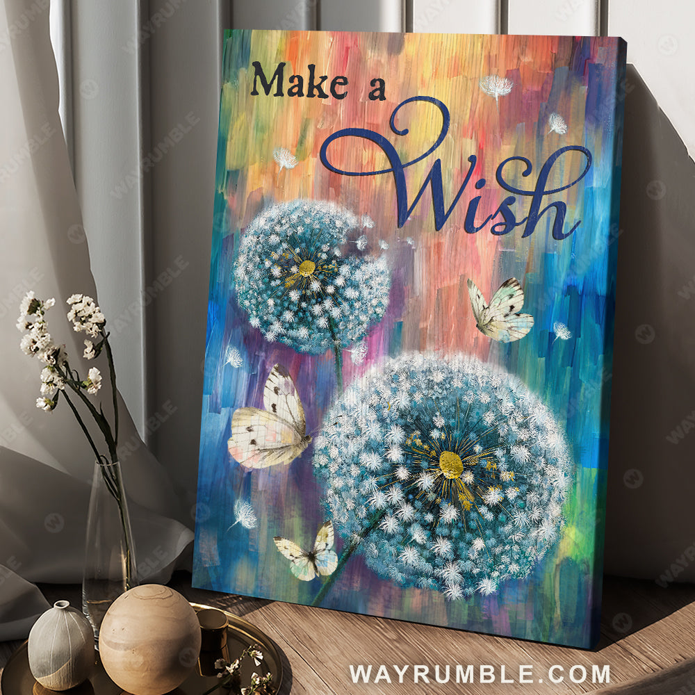 Abstract painting, Dandelion, Rainbow background, Make a Wish - Jesus Portrait Canvas Prints, Wall Art