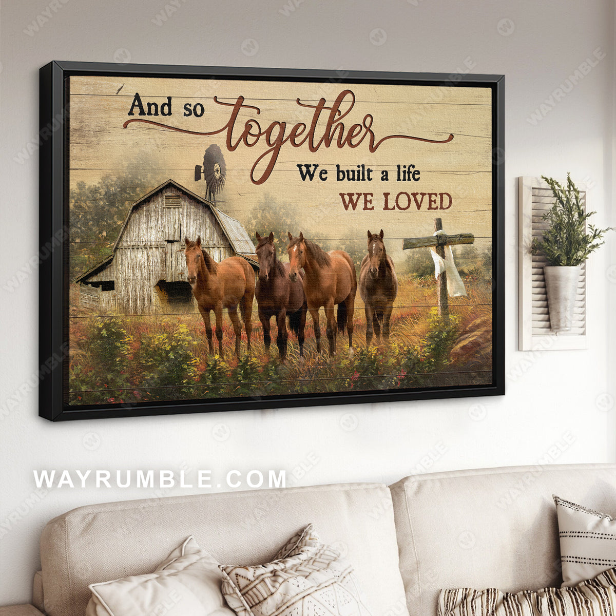 Amazing horse, The cross, And so together we built a life we loved - Jesus Landscape Canvas Prints, Christian Wall Art