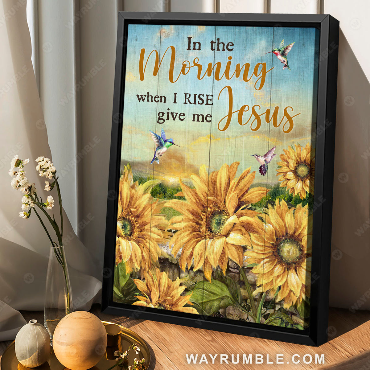 Sunflower field, Hummingbird, Beautiful sky, Give me Jesus - Jesus Portrait Canvas Prints, Christian Wall Art
