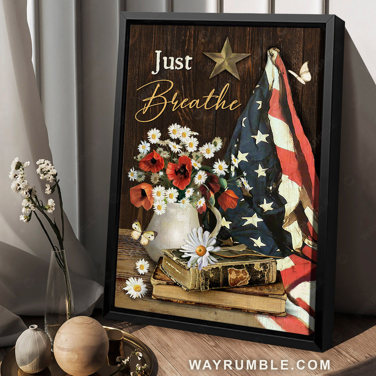 The Holy Bible, Poppy, Daisy flower, Star symbol, Just breath - Jesus Portrait Canvas Prints, Christian Wall Art