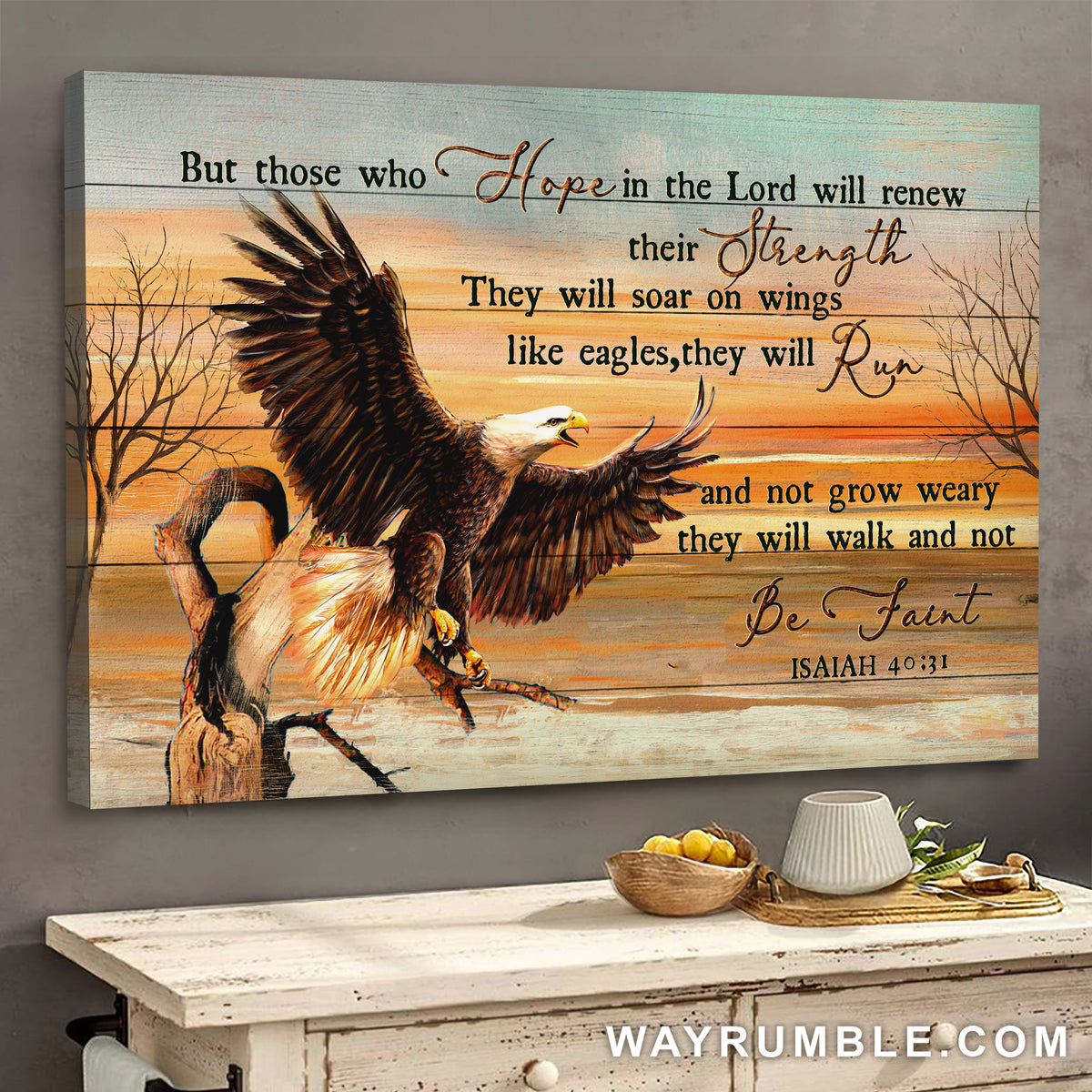 Awesome eagle drawing, Sunset painting, Those who hope in the Lord will renew their strength - Jesus Landscape Canvas Prints, Wall Art