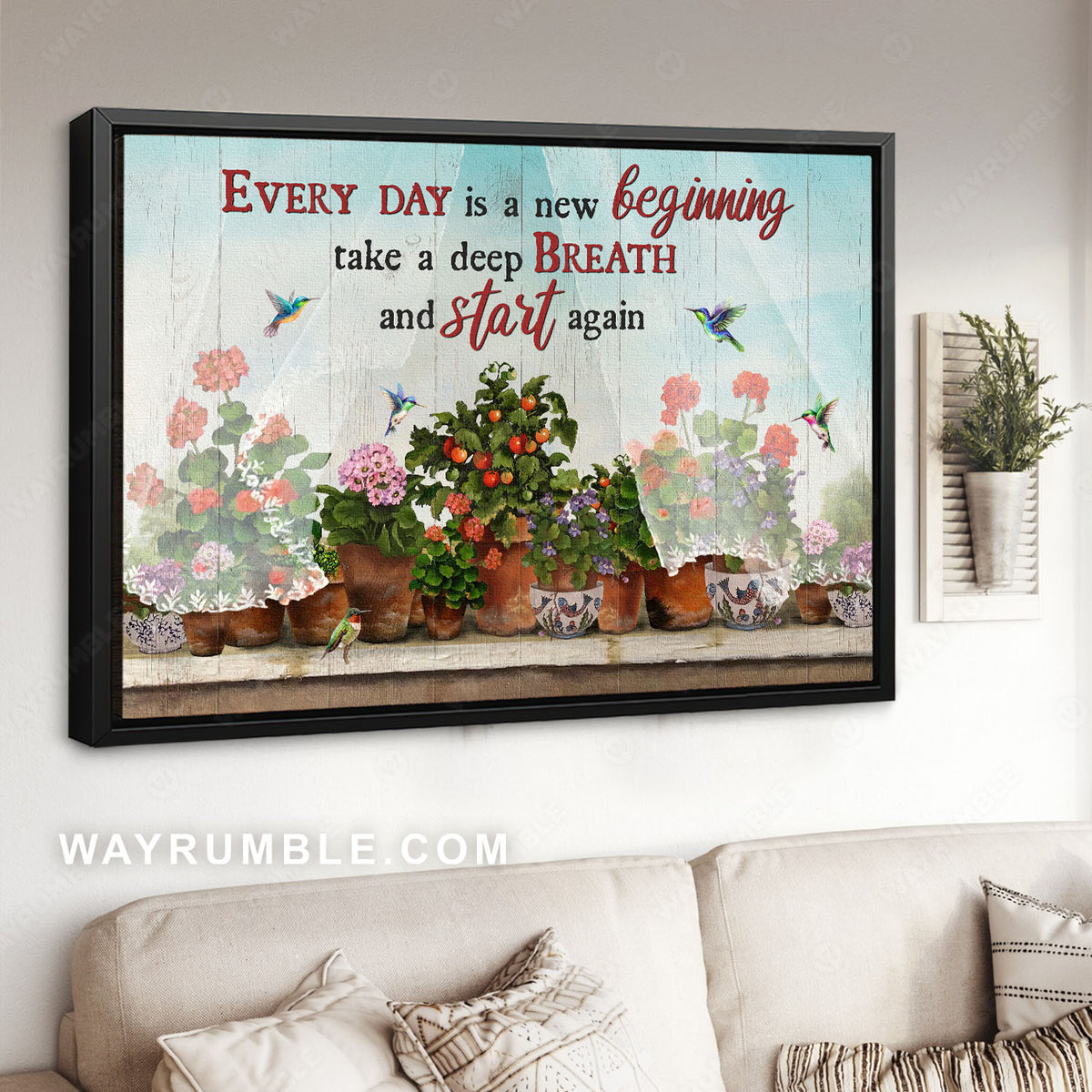 Kalanchoe plant, Cherry tomato, Flower pots, Every day is a new beginning - Jesus Landscape Canvas Prints, Christian Wall Art