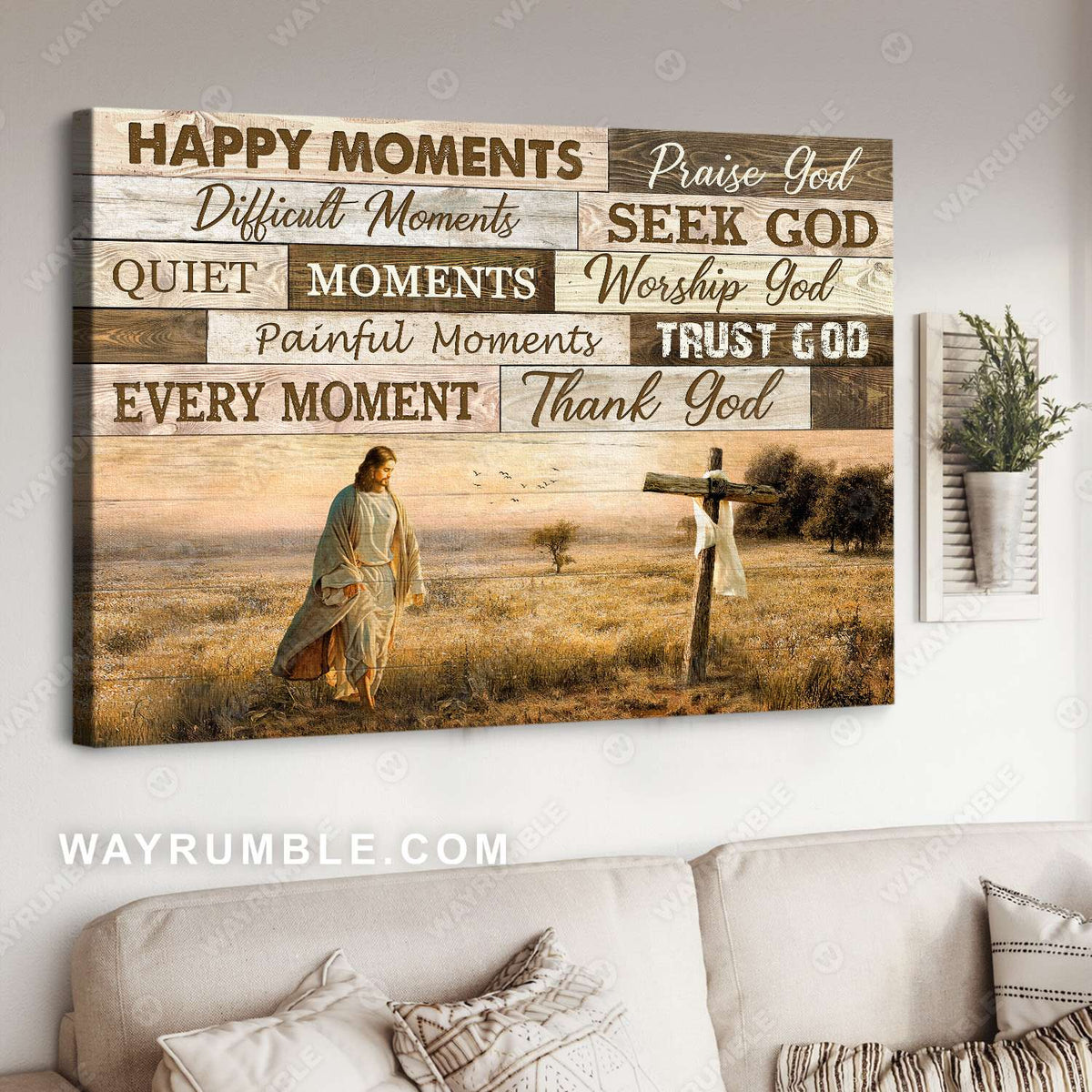 Jesus painting, Meadow landscape, The old rugged cross, Every moment Thank God - Jesus Landscape Canvas Prints, Christian Wall Art