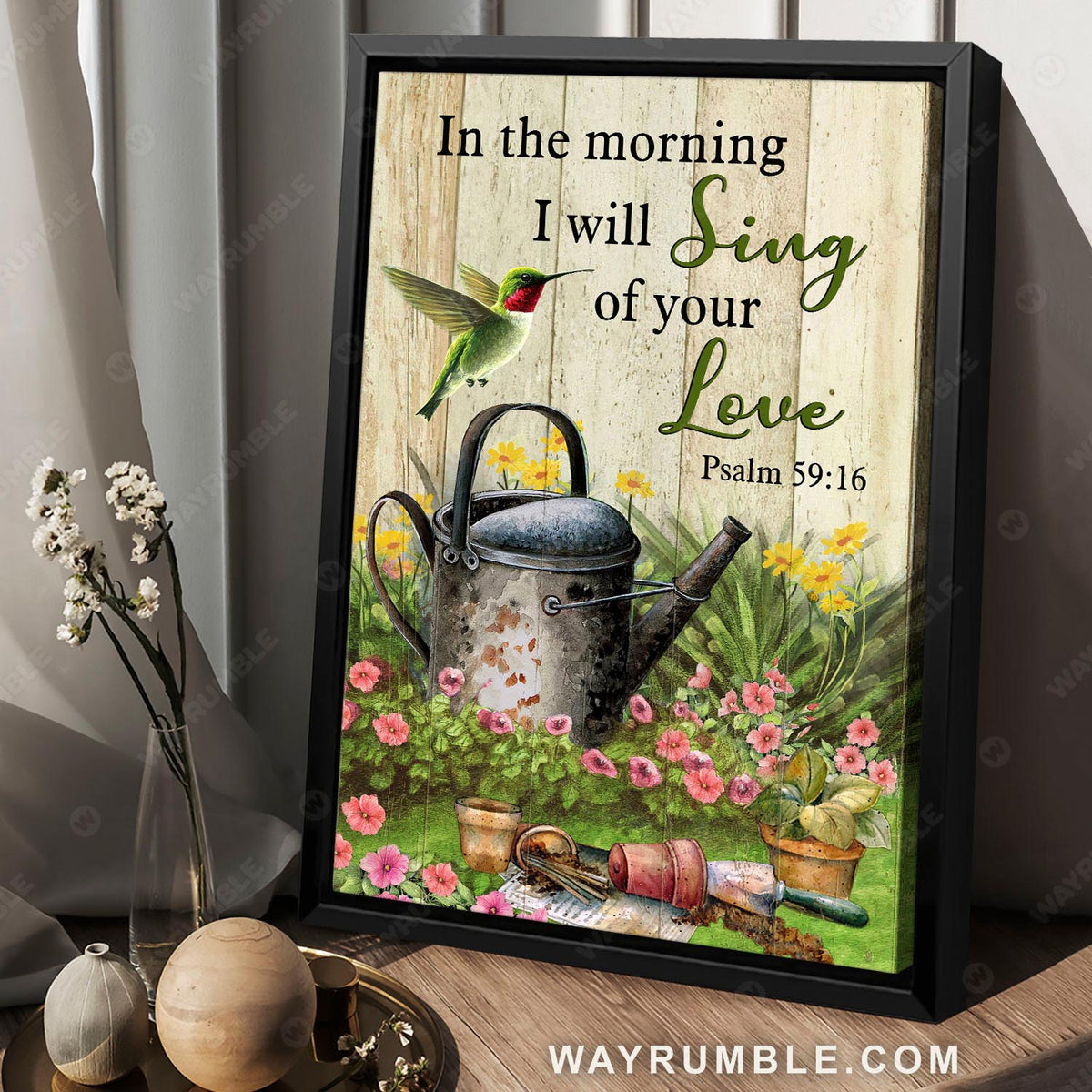 Hummingbird, Garden painting, Wild flower, I will sing of your love - Jesus Portrait Canvas Prints, Christian Wall Art