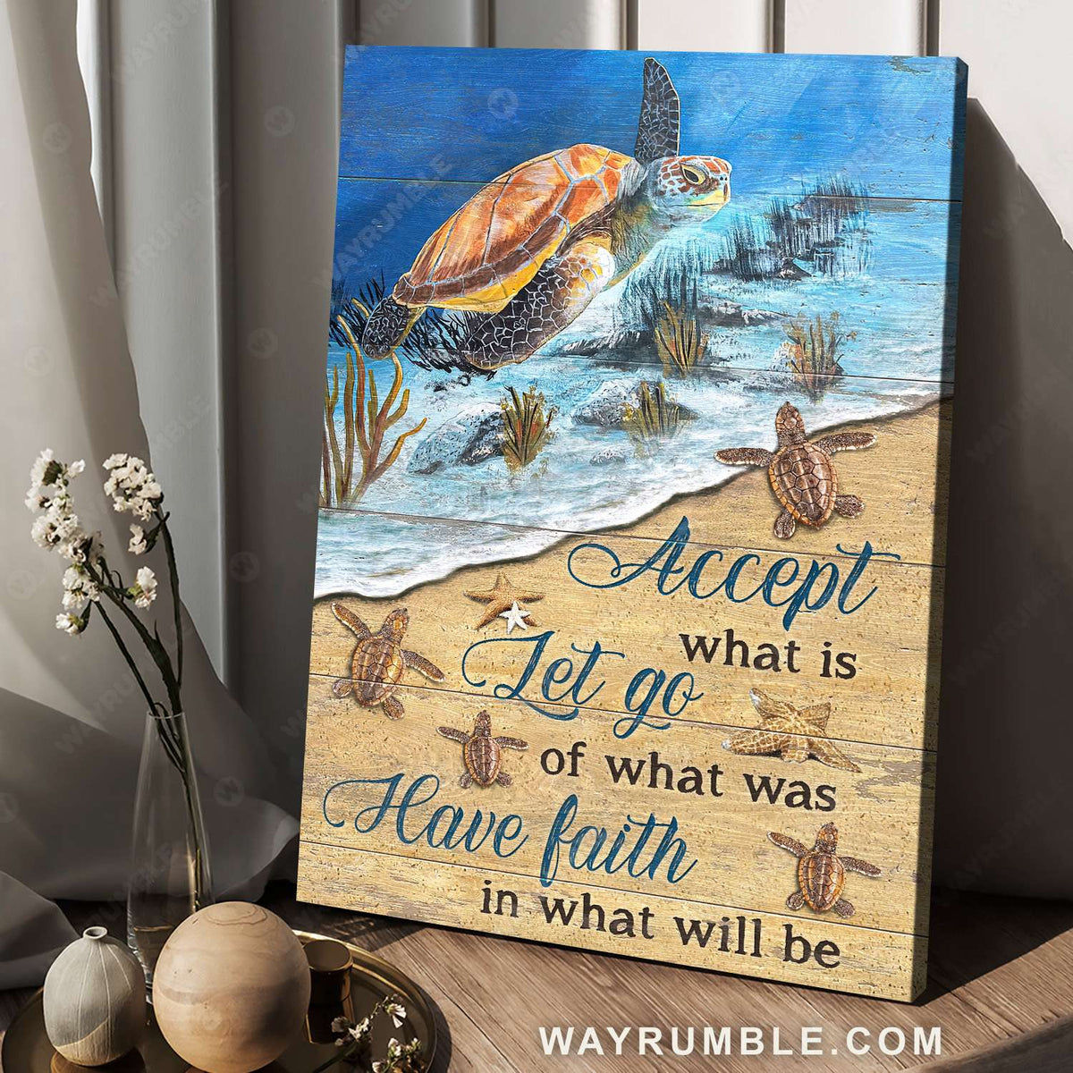 Sea turtle, Starfish, Ocean painting, Have faith in what will be - Jesus Portrait Canvas Prints, Christian Wall Art