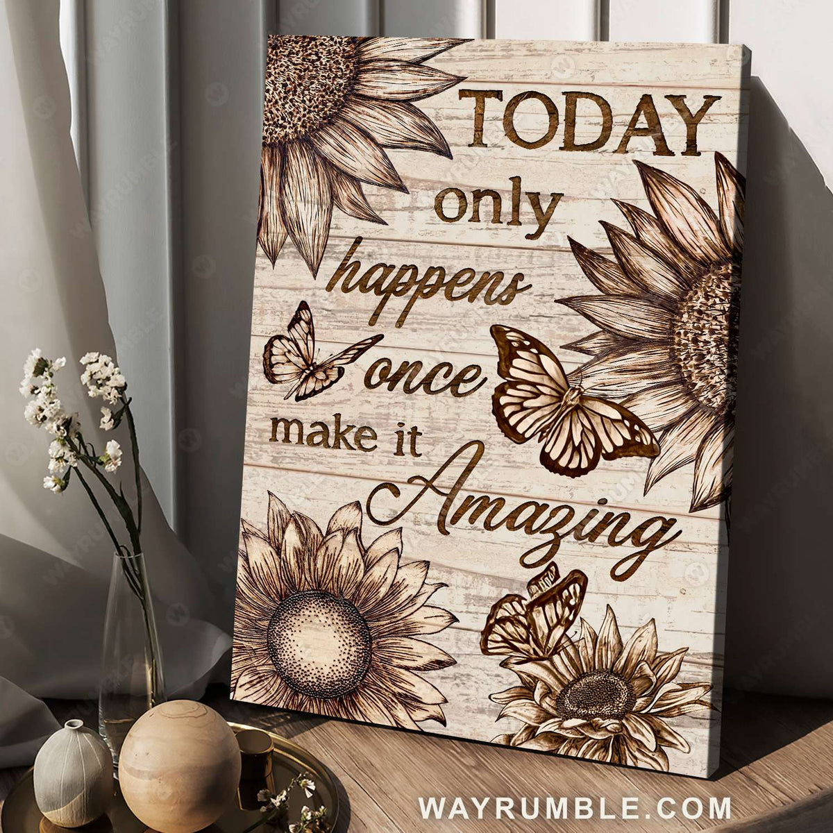 Sunflower, Monarch butterfly, Black and white, Today only happens once - Jesus Portrait Canvas Prints, Christian Wall Art