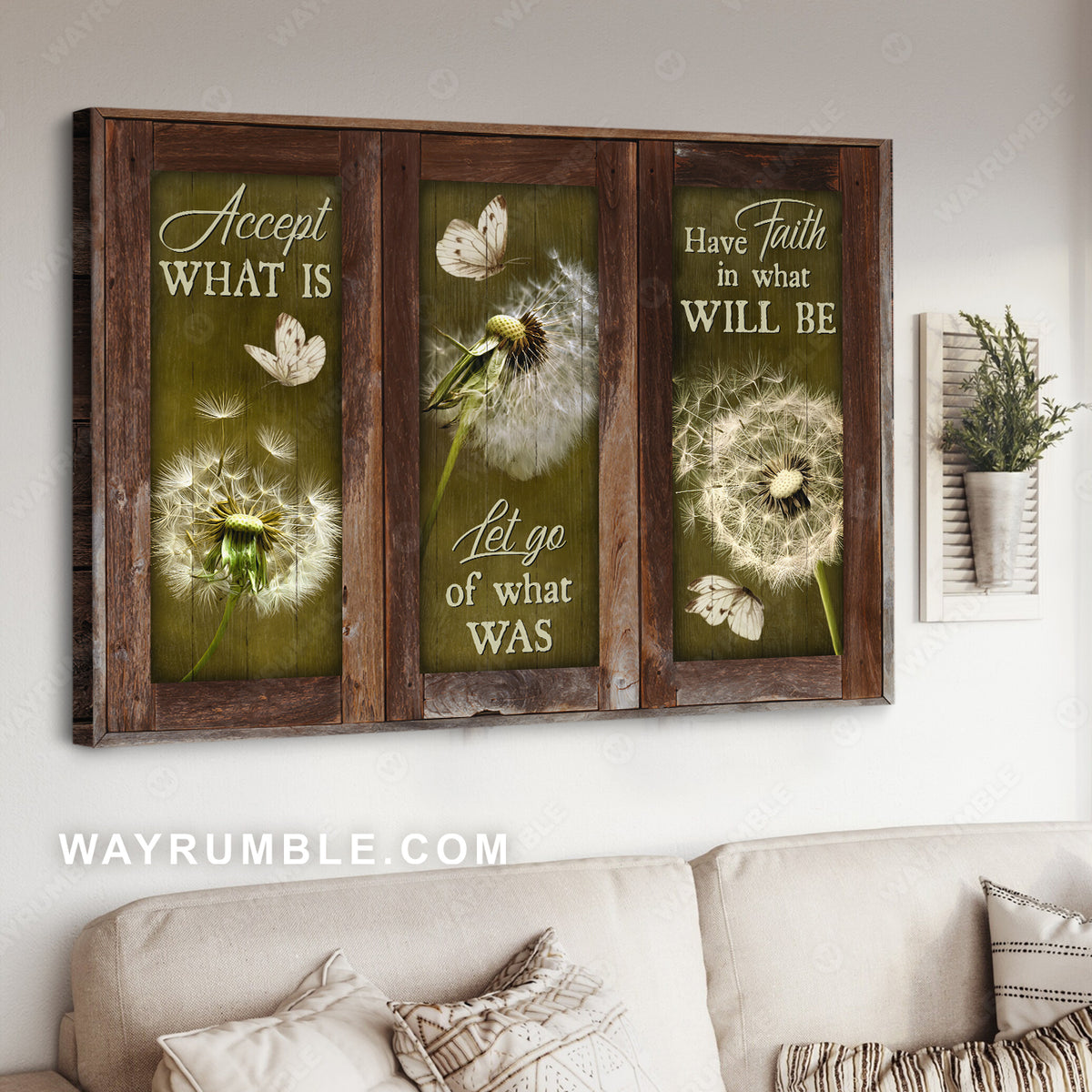 Dandelion, White butterfly, Green background, Have faith in what will be - Jesus Landscape Canvas Prints, Christian Wall Art